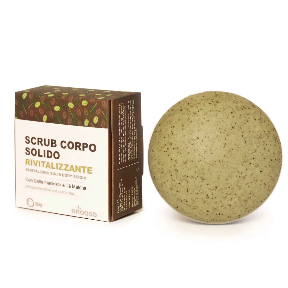 Scrub Corpo Esfoliante Solido e Bio Rivitalizzante con the Matcha e Caffè | 100% Artigianale Biologico Naturale Vegano Cruelty free - Made in Italy - Scrubber Body