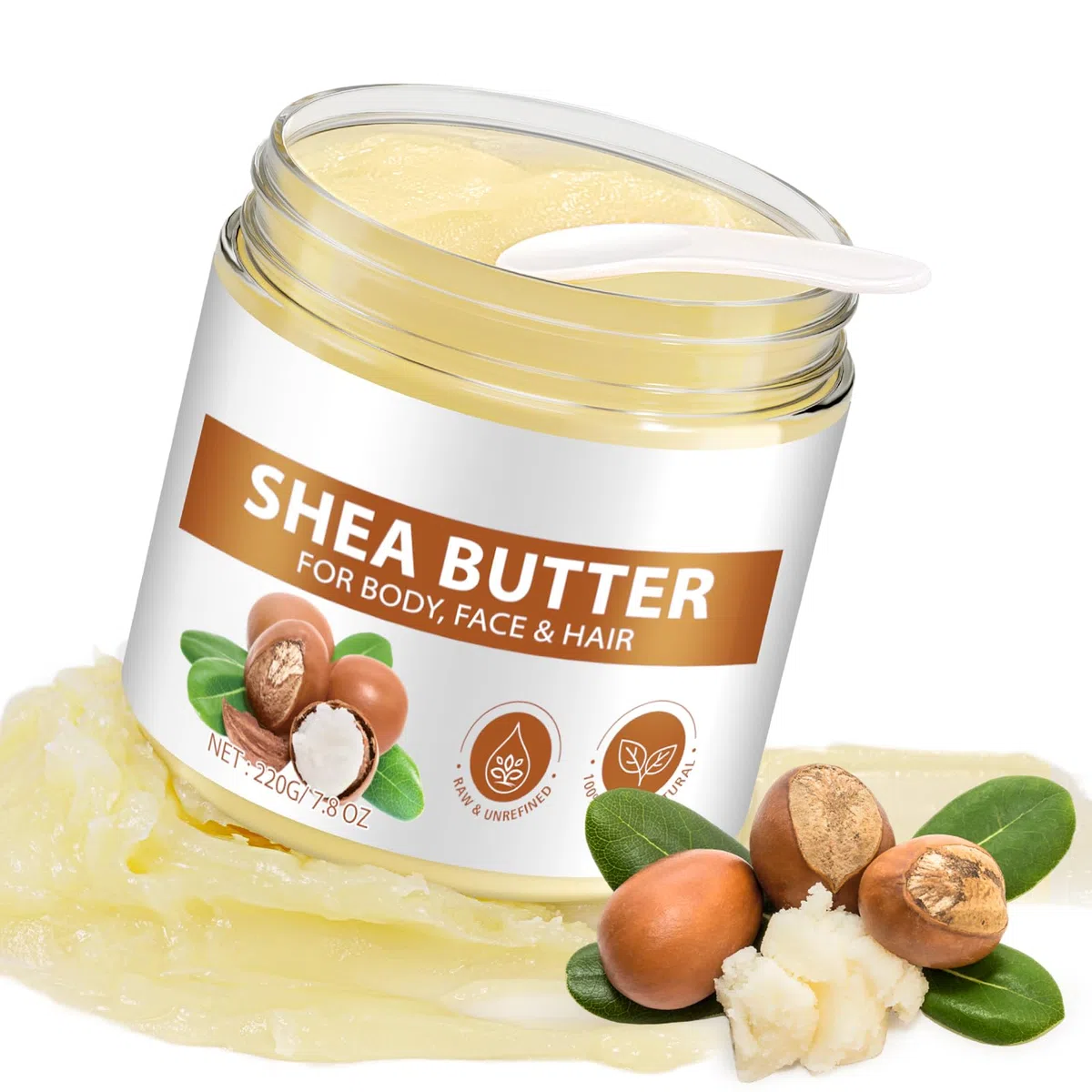 Burro di Karitè Puro, Burro di Karite, Idratante, Non Grasso, la Pelle e i Capelli Non Saranno Mai più Secchi, Burro di Karitè per Corpo, Viso e Capelli - 7,8 oz