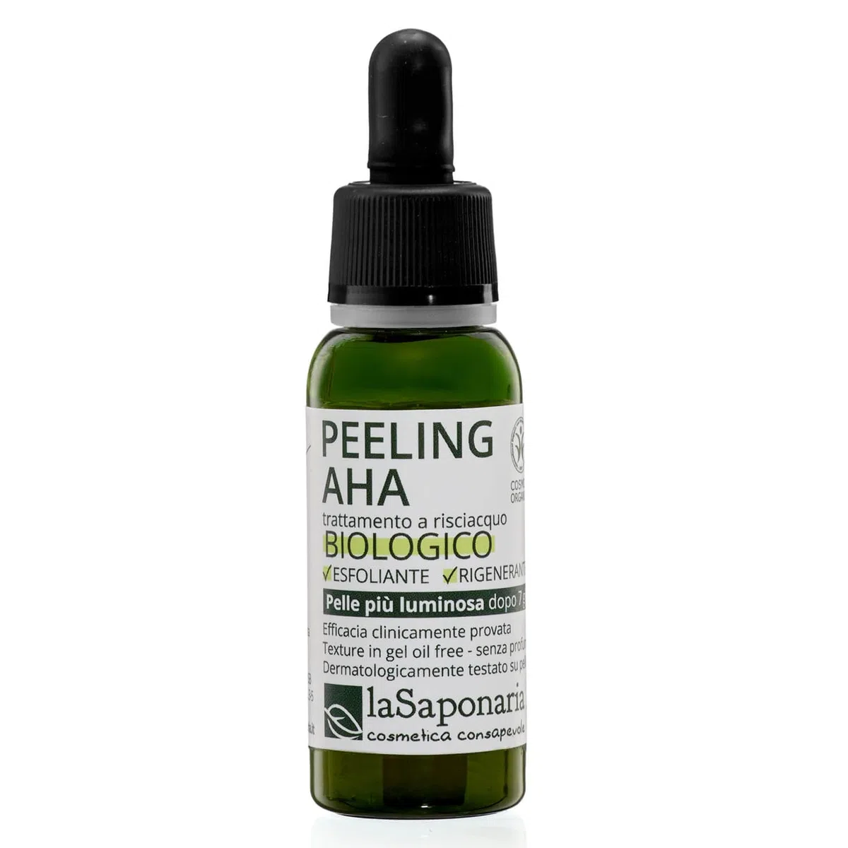 La Saponaria | Peeling AHA Biologico, Trattamento Esfoliante, Pulizia e Rigenerazione Profonda, Texture in Gel Oil Free - 30ml