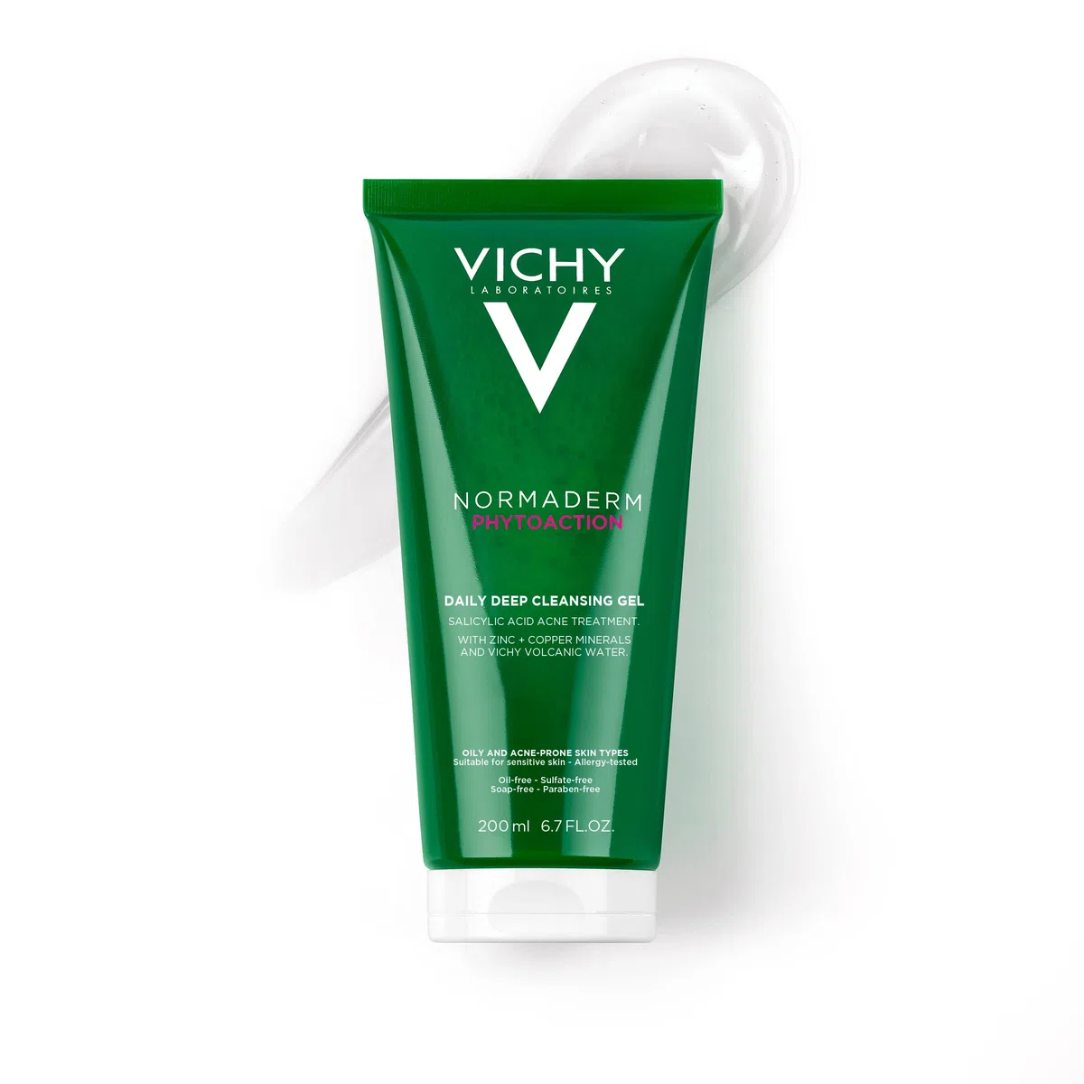 Vichy Phytosolution, Gel Detergente Purificante, Per Pelli a Tendenza Acneica, Azione Anti-Imperfezioni, Pelle Levigata, Con Acido Salicilico, Bifidus Probiotico, Rame e Zinco, 200 ml