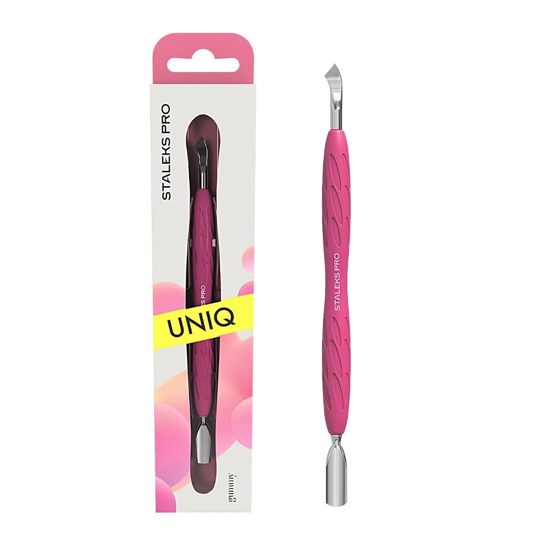 STALEKS PRO by Natury Nails Spingitore per cuticole con manico in silicone Gummy. Acciaio inossidabile. UNIQ 10/4.2
