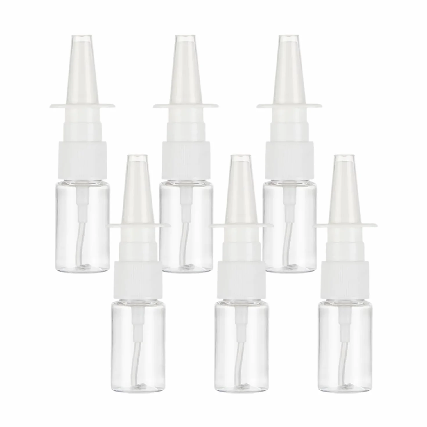 Flacone spray nasale vuoto da 6 pezzi da 10 ml,nebulizzatore ricaricabile, con imbuti ed etichette，spray nasale in plastica a spruzzo fine, oli essenziali (trasparente)