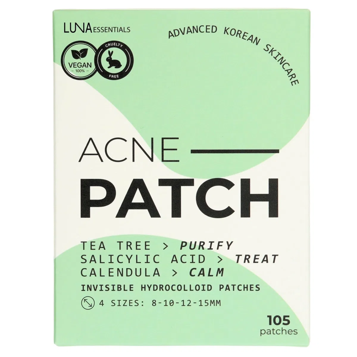 Patch Brufoli con Calendula – Olio Albero del Tè, Acido Salicilico & Calendula – 105 Cerotti Idrocolloidali Invisibili 4 Dimensioni – Pimple Patch Pelli Sensibili