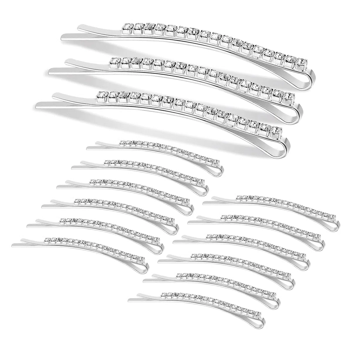Hanyousheng Fermagli per Capelli Strass, 15 Pezzi Diamante Mollette per Capelli, Strass Perni di Capelli, Barrette per Capelli Metallo,Donne, Festa Quotidiana da Sposa (Argento)