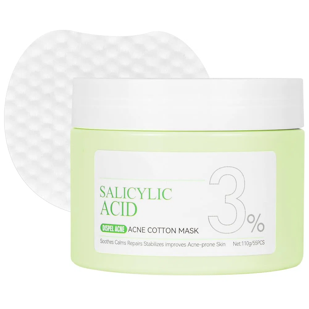 LOPHE Dischetti Detergenti, 55PCS Amponi Toner Facciali a Doppia Texture per Esfoliazione e Cura dei Pori con 3% Salicilico, per Acne, Brufoli, Pori Dilatati e Punti Neri