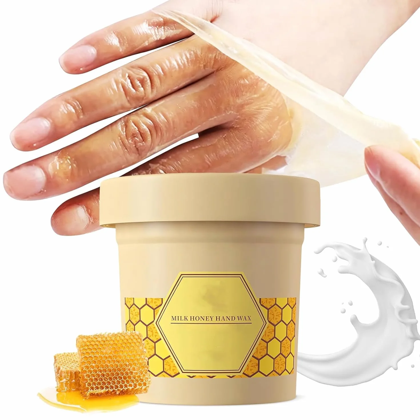 Maschera per le mani in cera di latte al miele, maschera esfoliante per le mani, maschera peel off al miele, crema idratante profonda al latte e miele per le mani, idratante, nutriente, esfoliante per