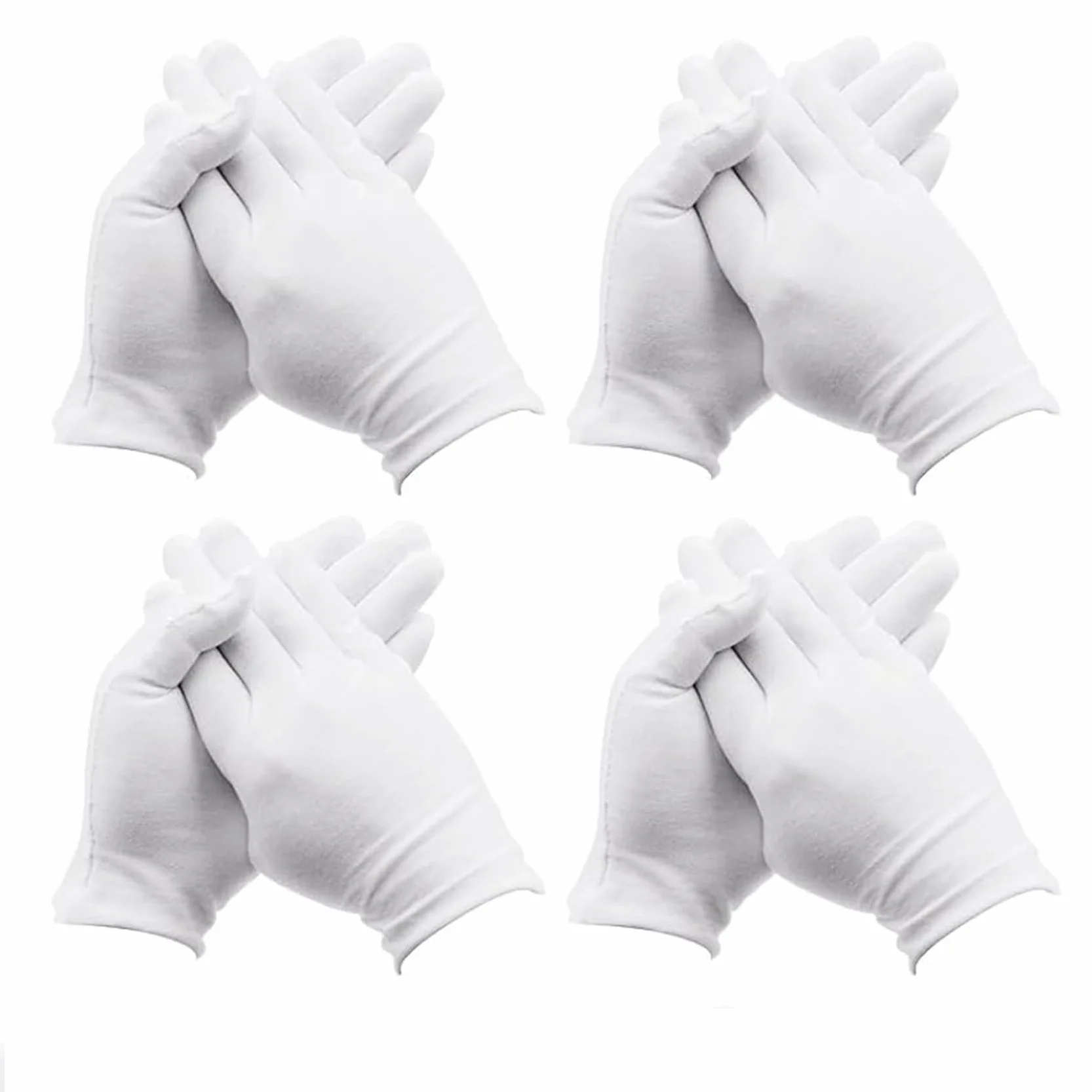 12 paia di guanti in cotone bianco per mani secche idratanti, cosmetici, eczema, spa e monete, ispezione, handsc