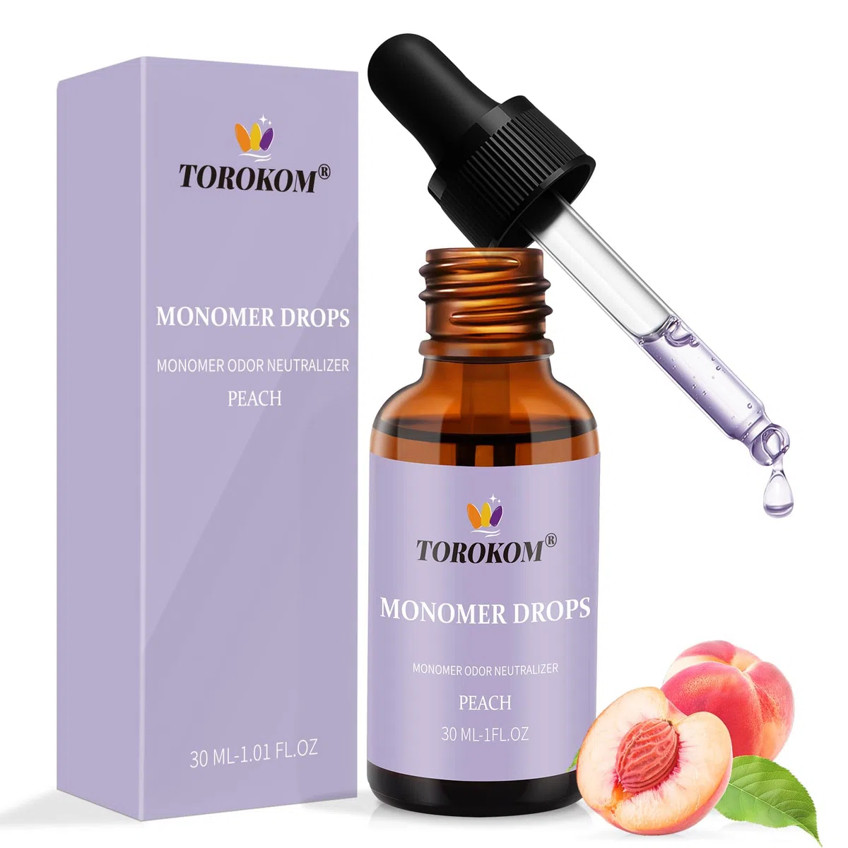 TOROKOM Neutralizzatore di odori monomero acrilico, 30 ml, profumo di pesca, monomero deodorante, rimozione di odori per liquido acrilico, neutralizzatore di odori per saloni e casa